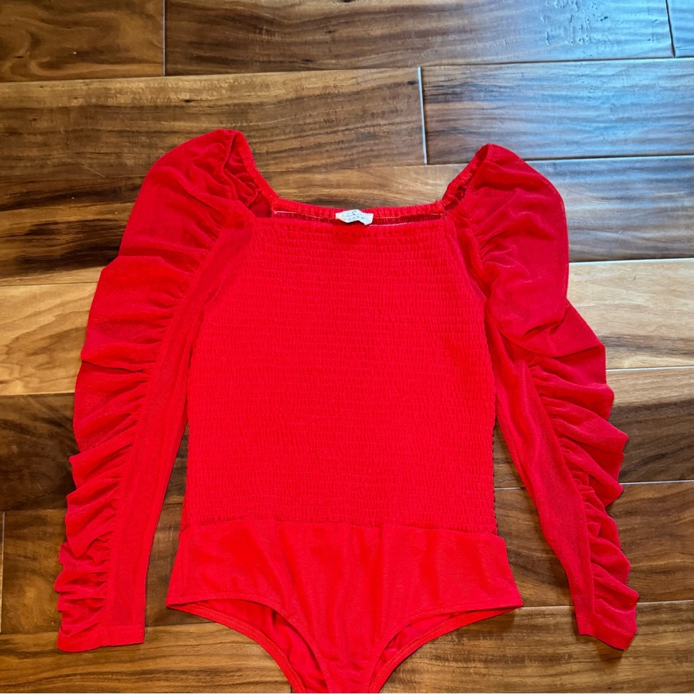 Cute red body suit